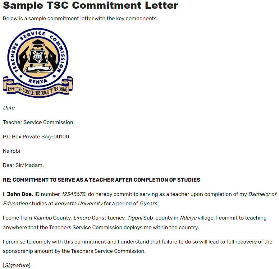 How to Write a Commitment Letter to TSC + Sample (2024)